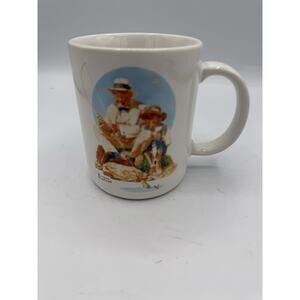Norman Rockwell “Catching the Big One” Coffee Mug by Sakura – Fishing Scene